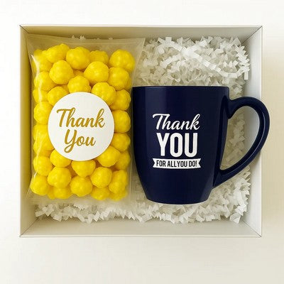 Thank You Gift Box with Navy Mug & Gourmet Popcorn