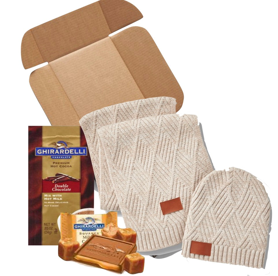 Low Minimum -Knit Beanie,Scarf Bundle with Cocoa & Chocolate