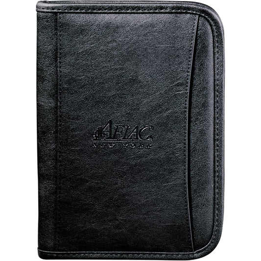 FSC® Mix DuraHyde Recycled  Jr. Zippered Padfolio – Black