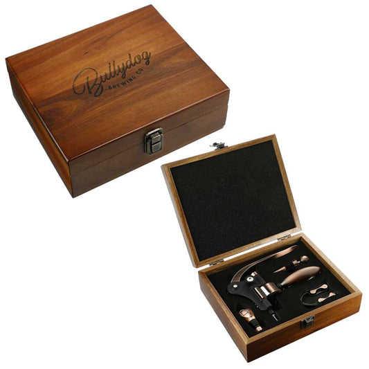 Graze Wood and Metal Wine Set – Brown