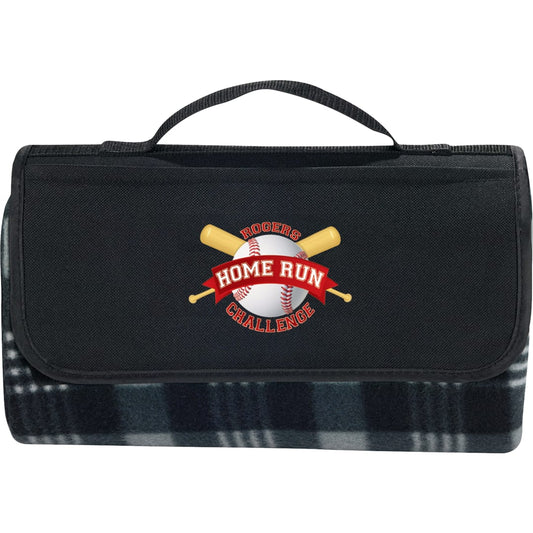 Padded Water-Resistant Fleece Picnic Blanket – Black