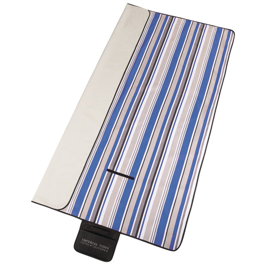 Oversized Striped Picnic and Beach Blanket – Blue