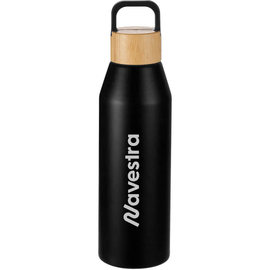 Aspen 24 oz Recycled Bottle w/ FSC® 100% Bamboo Li – Black
