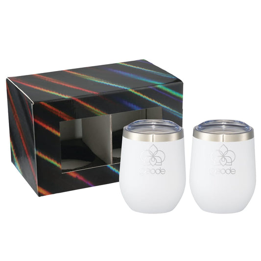 Corzo Cup 12oz 2 in 1 Gift Set – White