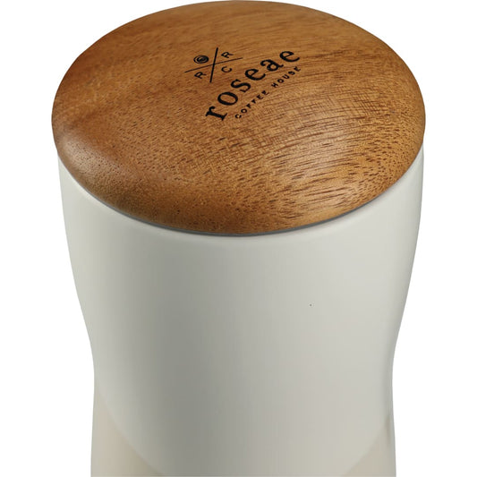 Reno Double Wall Ceramic Tumbler w/Wood Lid 10oz – White