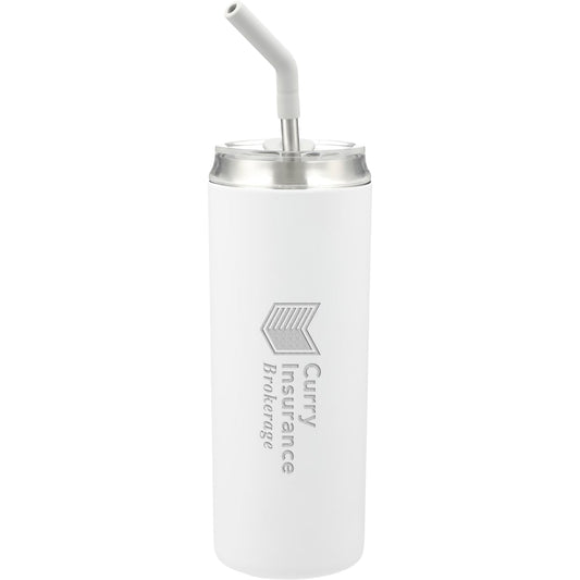 Marka Copper Vac Tumbler w/ SS straw 20oz – White