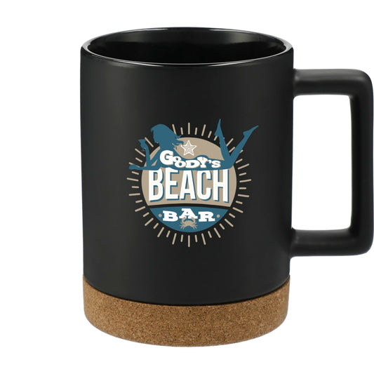 Bates 15oz Ceramic Mug w/ Cork Base – Black