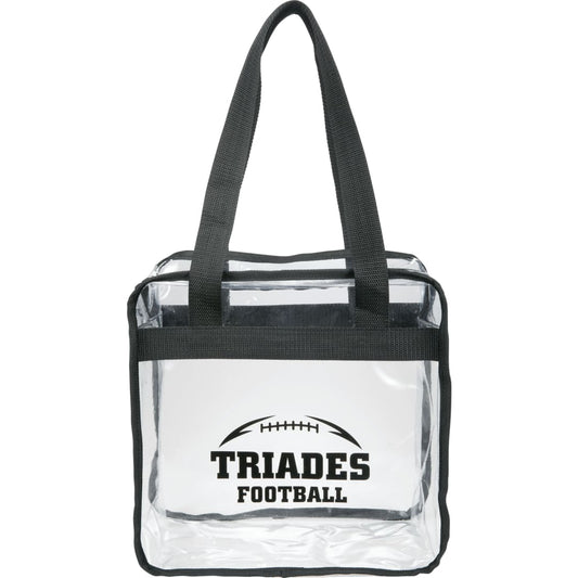 Game Day Clear Zippered Safety Tote – Black