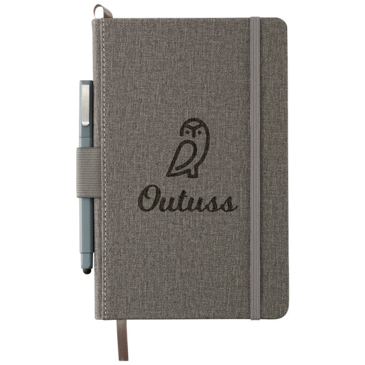 FSC® Mix 5.5" x 8.5" Heathered Hard Bound Journal – Gray