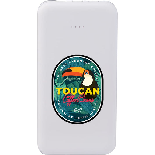 UL Listed 5,000 mAh Power Bank with Multi-Cables – White