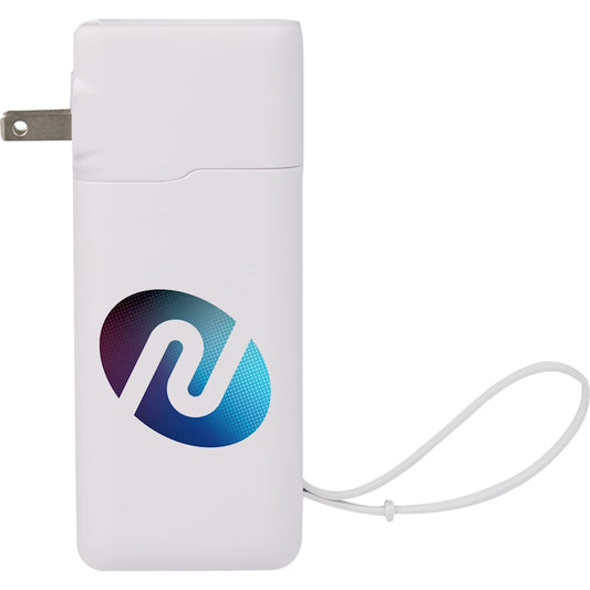 UL Listed 10,000 mAh 20W PD Power Bank with AC Plu – White