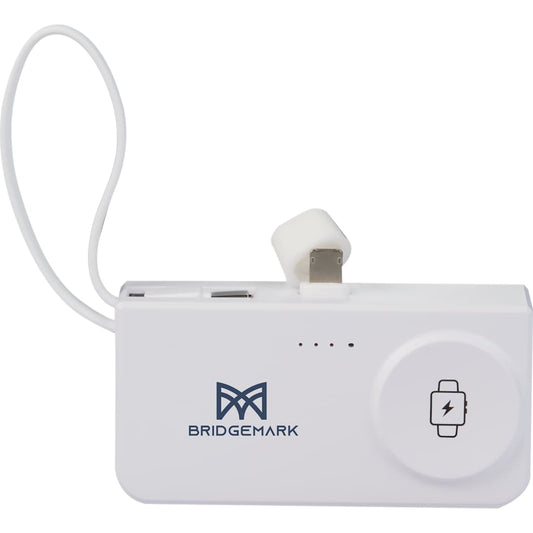 Hue Plus 5000 mAh Power Bank with Watch Charger – White