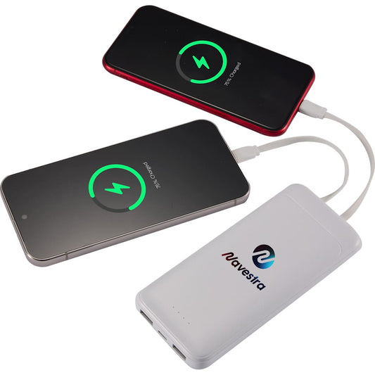 Pwr Pal 10000 mAh Power Bank with Integrated Cable – White