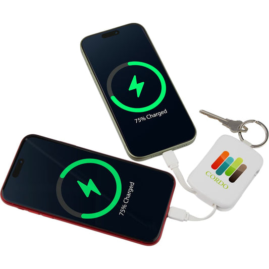 My Jolt 2000 mAh Power Bank with Integrated Cables – White