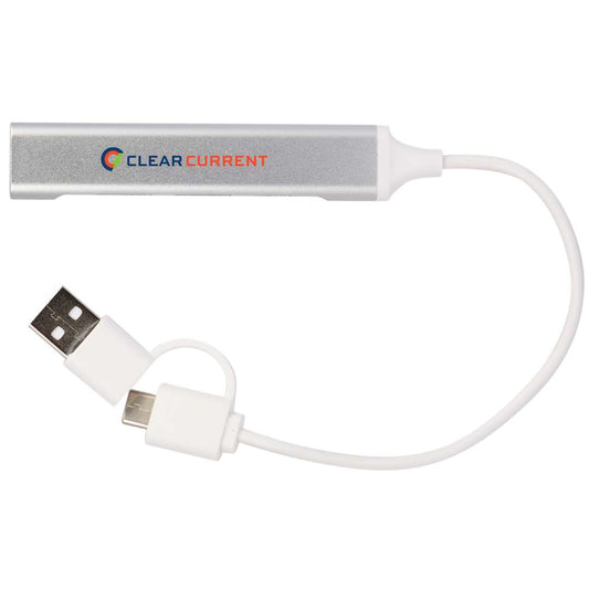 Aluminum 4-Port USB-A and C Hub – Silver