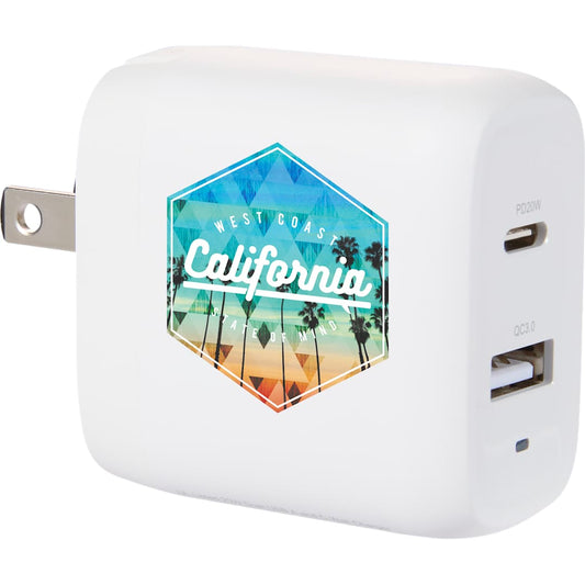 UL Listed 20W Dual USB A and C Wall Charger – White
