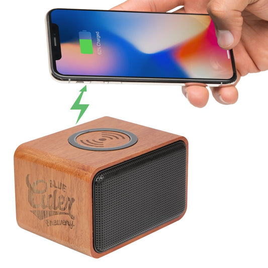 Wood Bluetooth Speaker with Wireless Charging Pad – Brown