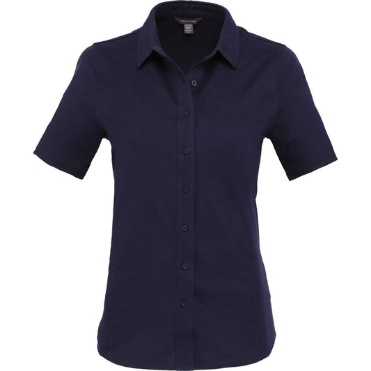 TATRA Eco Short Knit Button Up Sleeve Shirt - Women's – Blue