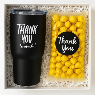 Thank You Tumbler & Caramel Popcorn Gift Set