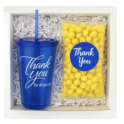 Thank You Tumbler with Straw & Popcorn Gift Box