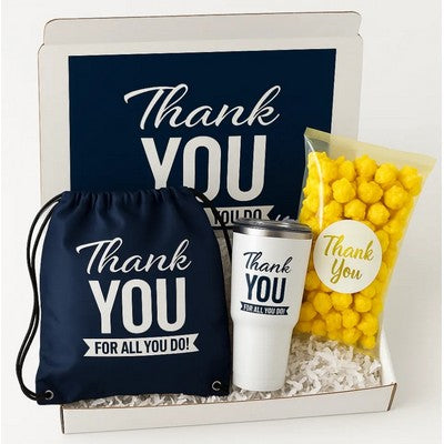 Thank You Appreciation Gift Box with Popcorn, Tumbler & Tote