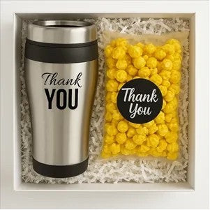 Thank You Gift Set with Stainless Tumbler & Caramel Popcorn