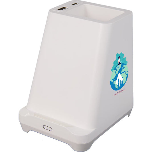 Desk Mate Organizer with Bluetooth Speaker and Hub – White