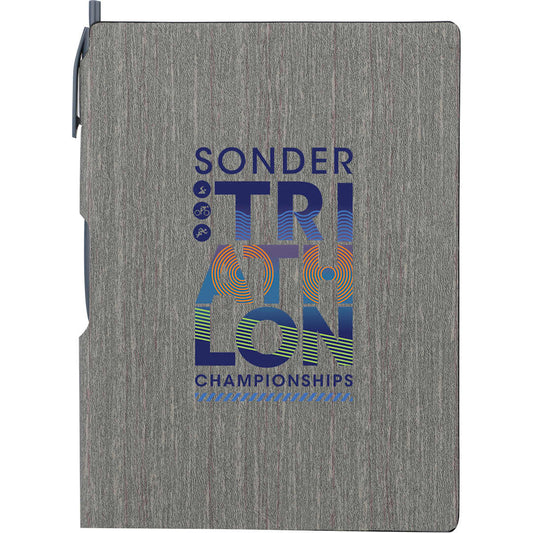 FSC® Mix 6" x 8.5" Bari Notebook with Pen – Gray