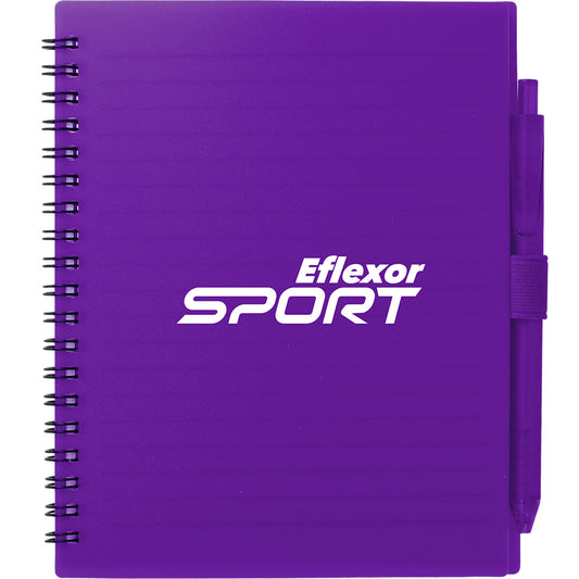 FSC® Recycled 5.5” x 7” Spiral Notebook w/ RPET Pe – Purple