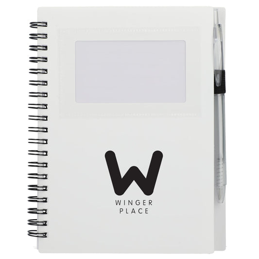 FSC® Recycled 5" x 7" Star Spiral Notebook with Pe – White