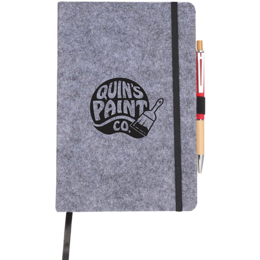 THE GOODS™ 8" x 5.5" Recycled Felt Bound Notebook – Gray
