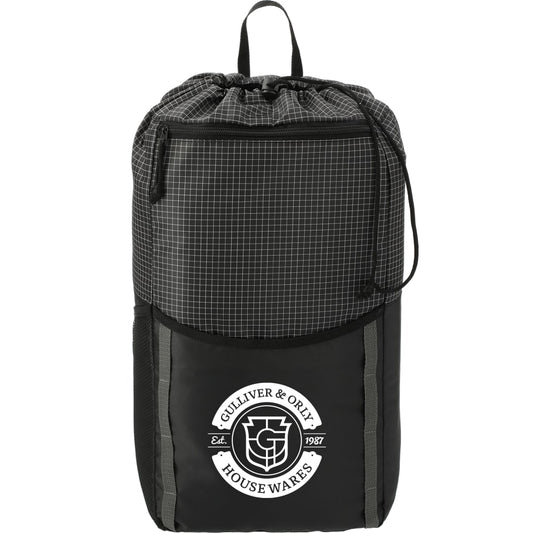 Grid 14L Drawstring Backpack – Black