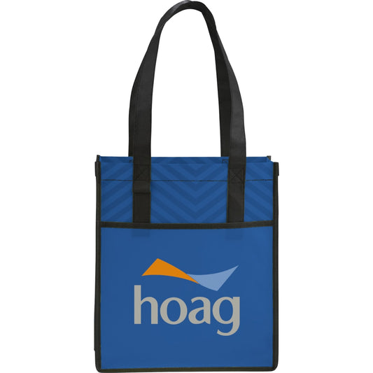 Printed Chevron Non-Woven Shopper Tote – Blue