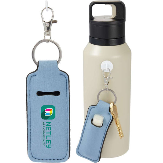 Bottle Charm w/ Neoprene Chapstick Holder – Blue