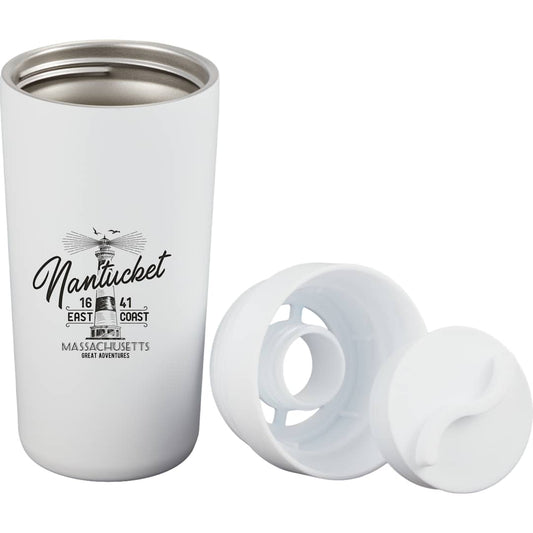 Maddie Recycled SS Vacuum Tumbler w/ 360 Lid 16oz – White