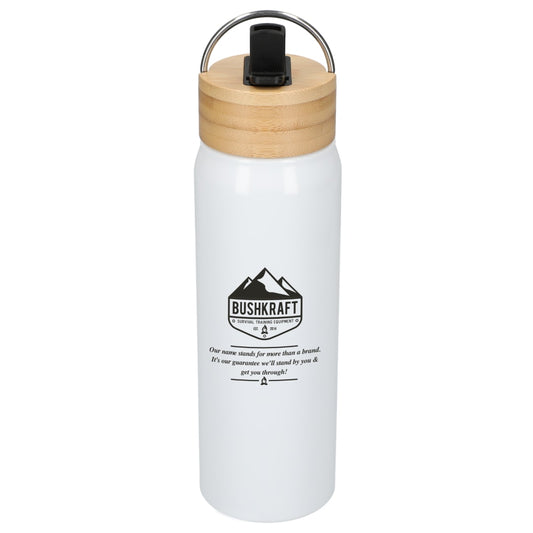 Billy 26oz Aluminum Bottle w/ FSC® Bamboo Lid – White