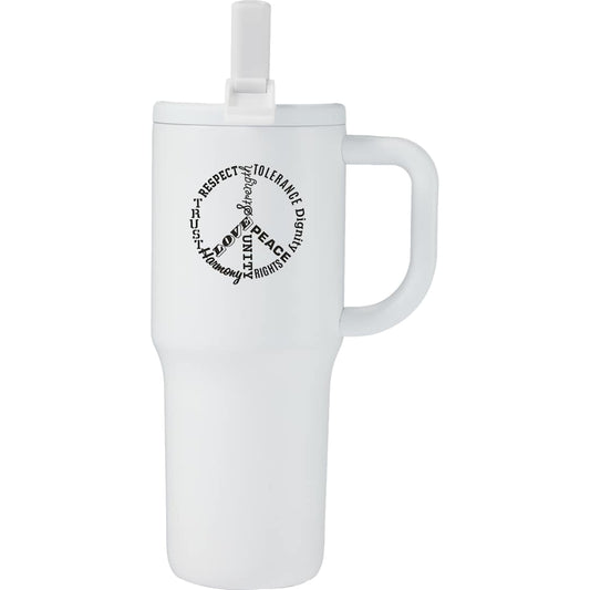 Alpine 30oz Vac Insul Mug w/protective straw cover – White