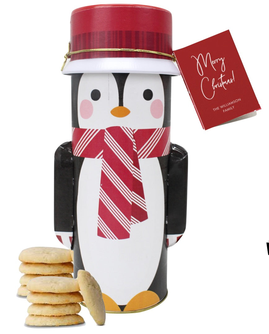 Holiday Penquin Shortbread Cookie Tin