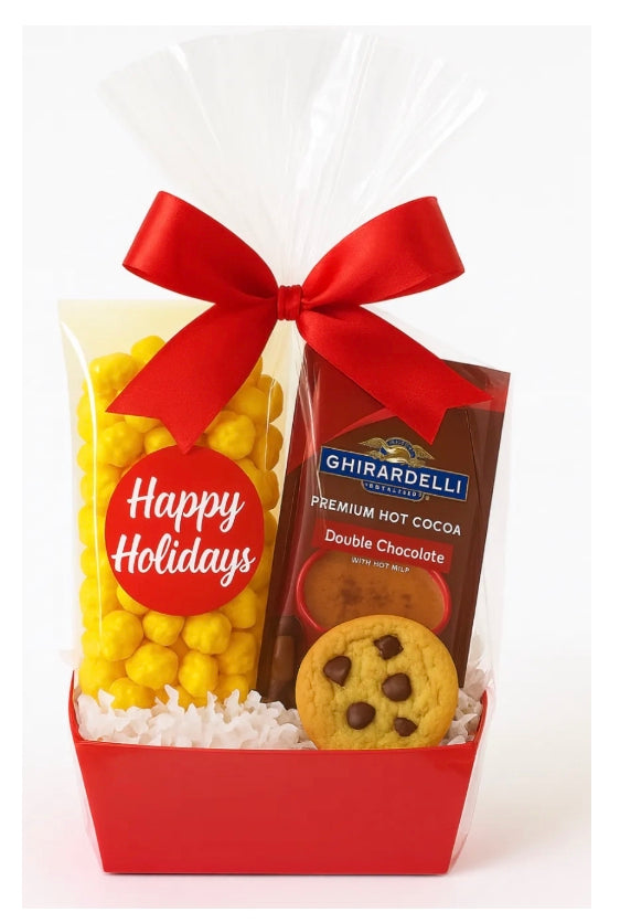 Happy Holidays Popcorn with Cocoa & Cookie Basket