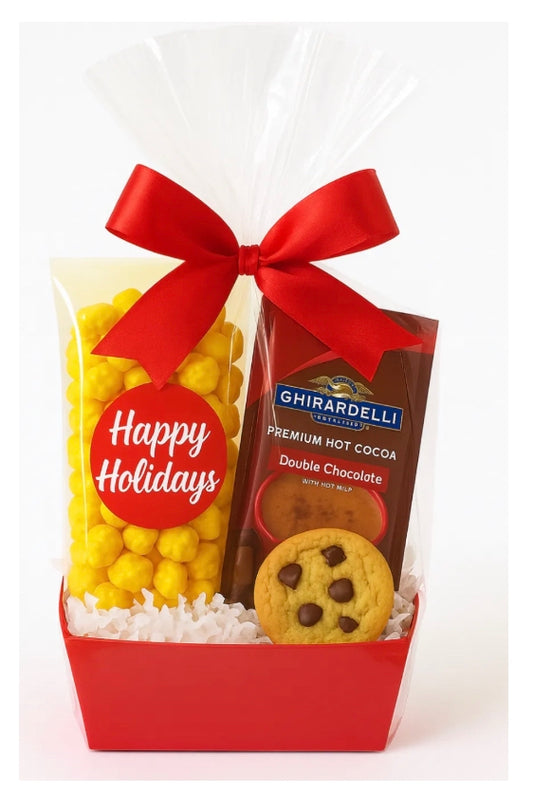Happy Holidays Popcorn with Cocoa & Cookie Basket