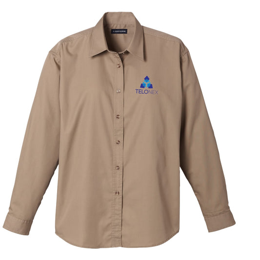 Women's LONG SLEEVE DRESS SHIRT – Brown
