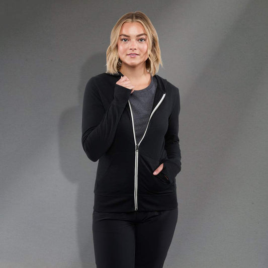 Women's Garner Knit Full Zip Hoody – Black